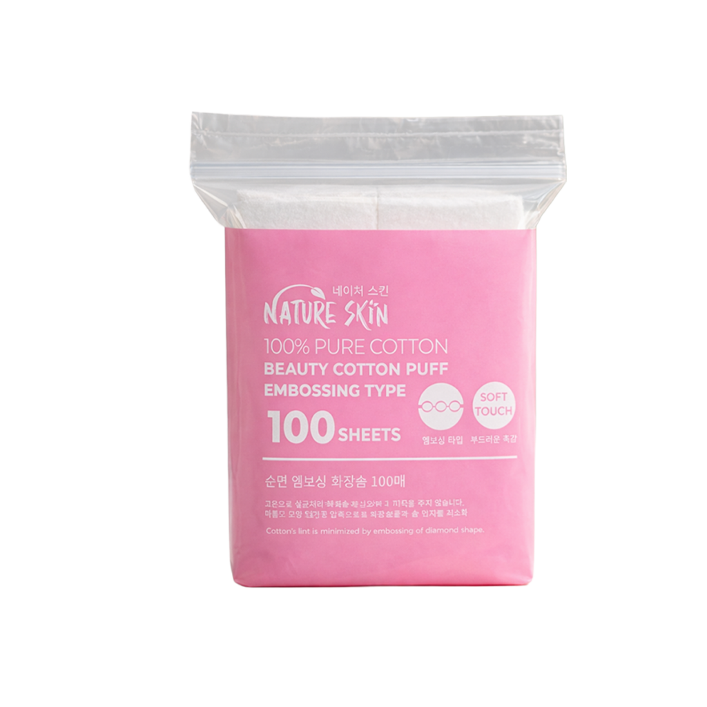 Nature Skin Embossing Beauty Cotton Puff 100 Sheets